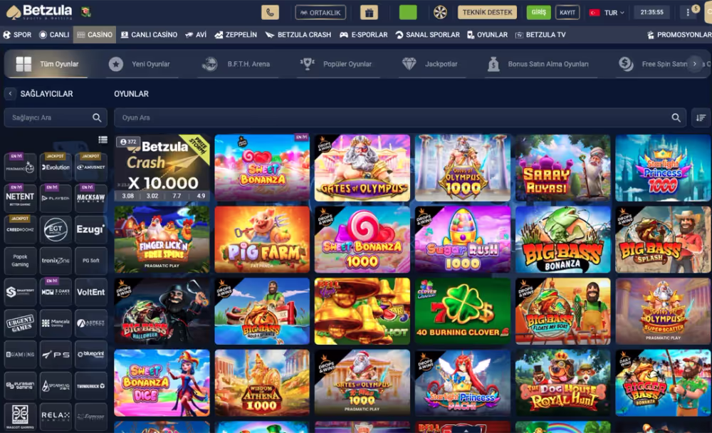 Betzula canlı casino oyunları